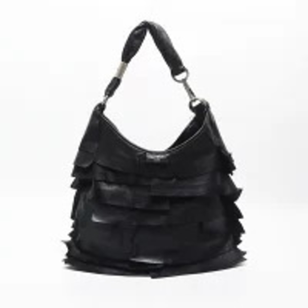 Saint Laurent  Black Shoulder Bag One Leather Tote Yves Shoulder Hobo Frill